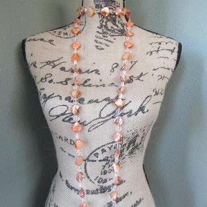 Vintage Shell Crystal Sweater long Necklace